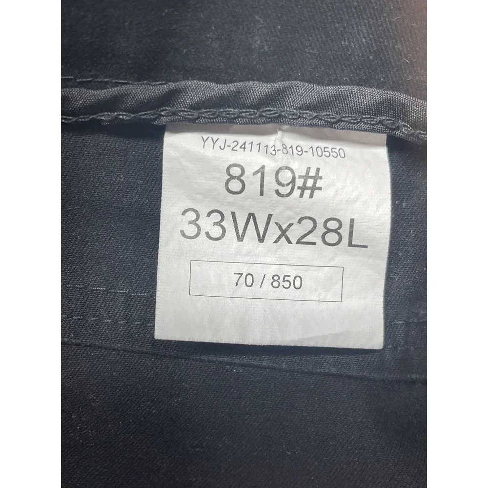 Plaid & Plain Skinny Fit Chino Pants Men's 33x28 Black Stretch Cotton Casual